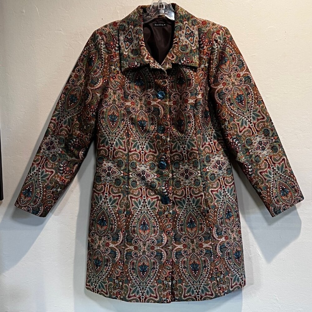 Bohemian Long Jacket Size M Multi-Color Brocade